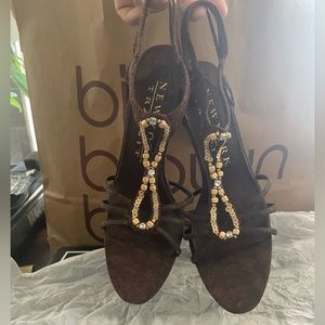 Brown Strapped Heels 8.5 $140.00